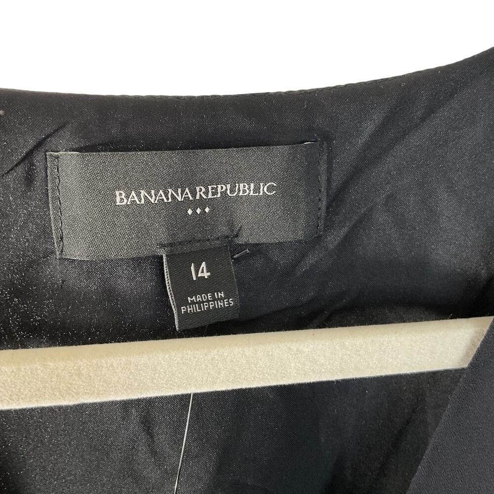 Banana Republic Black V-Neck Pleated Waist Long Sleeve Blouse - Size 14 - Picture 2 of 7